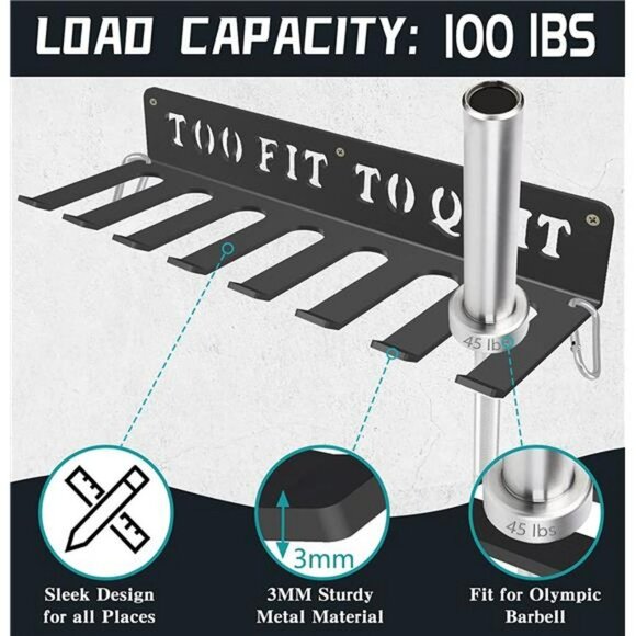 Black-coating 8 Prongs Hook Heavy-gauge Wall-mounted Home Gym Organizer - Picture 4 of 7